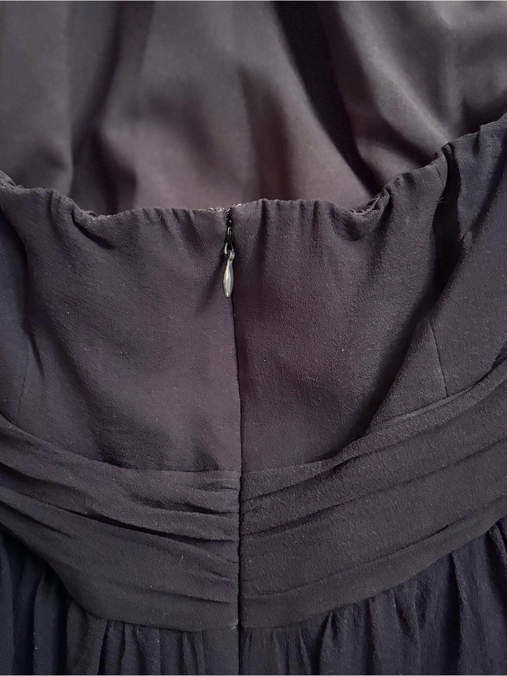 Ann Taylor 100% Silk Halter Dress Navy Sz 6 Tie Neck Pleated Chiffon Formal Mini - Picture 11 of 14